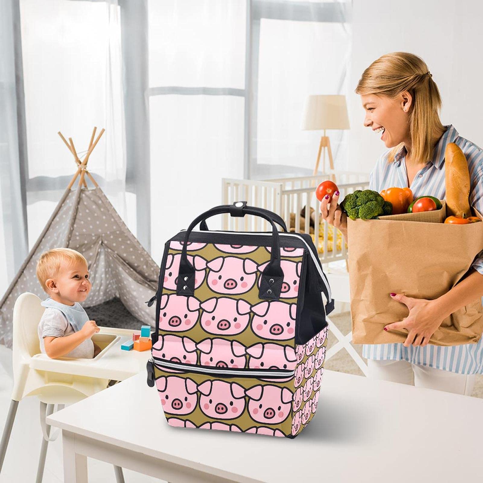 Sac à langer multifonction de grande capacité pour maman et papa - - Taille Unique