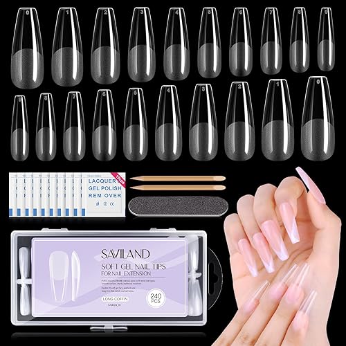 Saviland Puntas de uñas Puntas de uñas transparentes para uñas acrĂlicas, kit profesional de uñas de gel suave, cubierta completa, herramientas de Saviland Puntas de uñas Puntas de uñas transparentes para uñas acrĂlicas, kit profesional de uñas de gel suave, cubierta completa, herramientas de