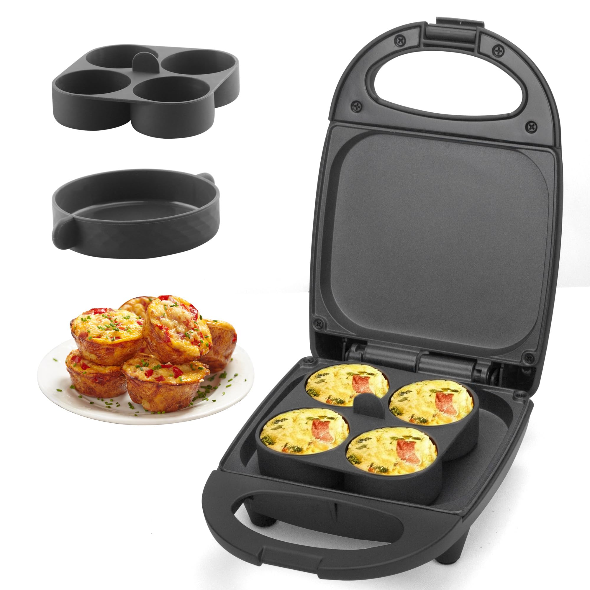 Photo 1 of **INCOMPLETE, MISSING ACCESSORIES** SugarWhisk Egg Bite Maker with 2 Silicone Egg Molds for Breakfast Sandwiches, Breakfast Maker, Omelet Pan, Healthy Snacks or Desserts, Black