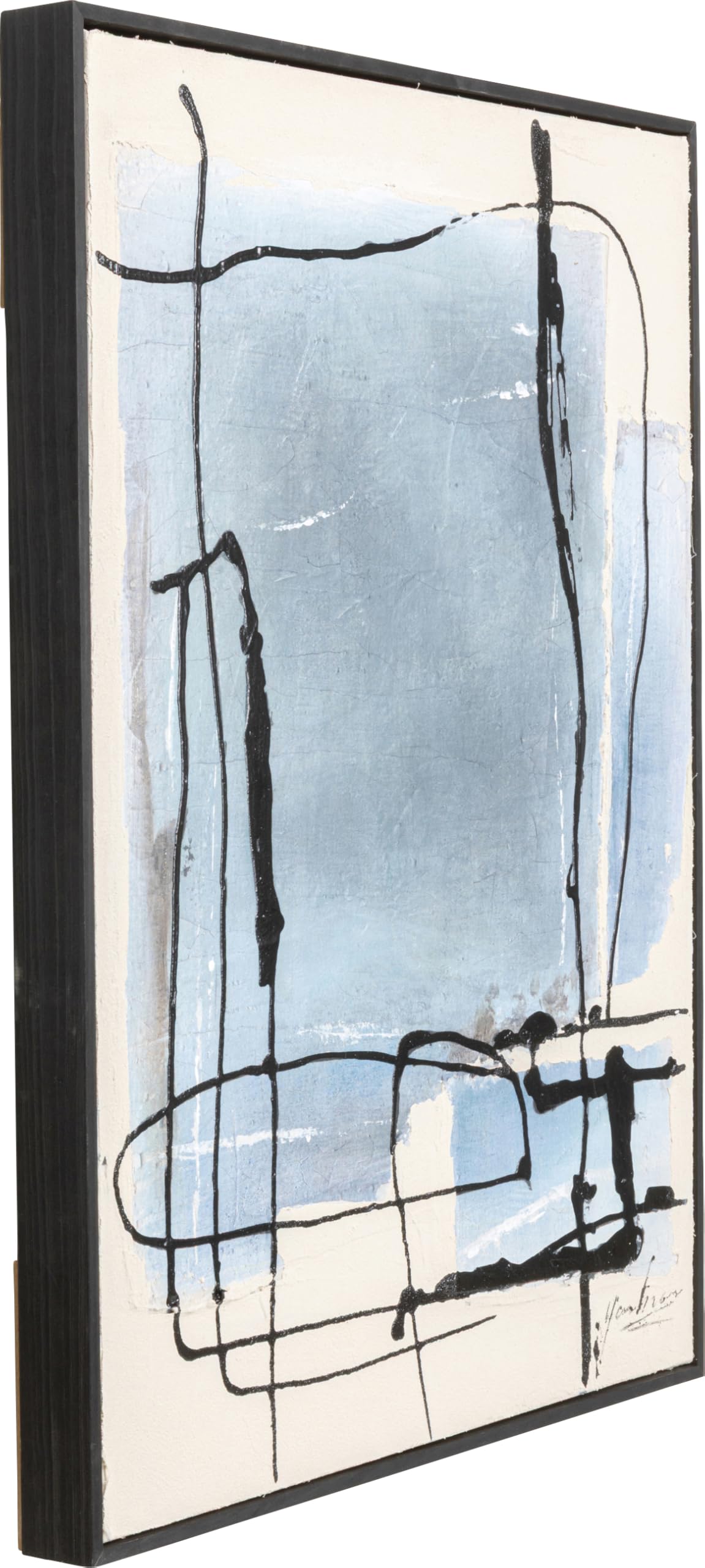 Kare Design Leinwandbild Dust Blau 75x55 cm Abstrakt Mit Holz Rahmen Handgemalt