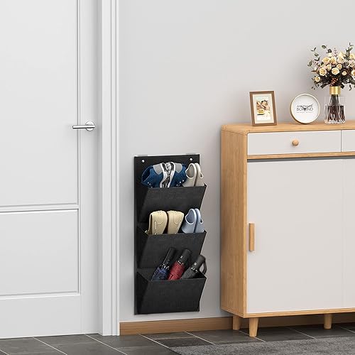 Vista 12 de Organizador colgante para montar en la pared, 2 unidades, zapatero / puede almacenar 6 pares de tenis de tamaño grande, también almacena botas.
