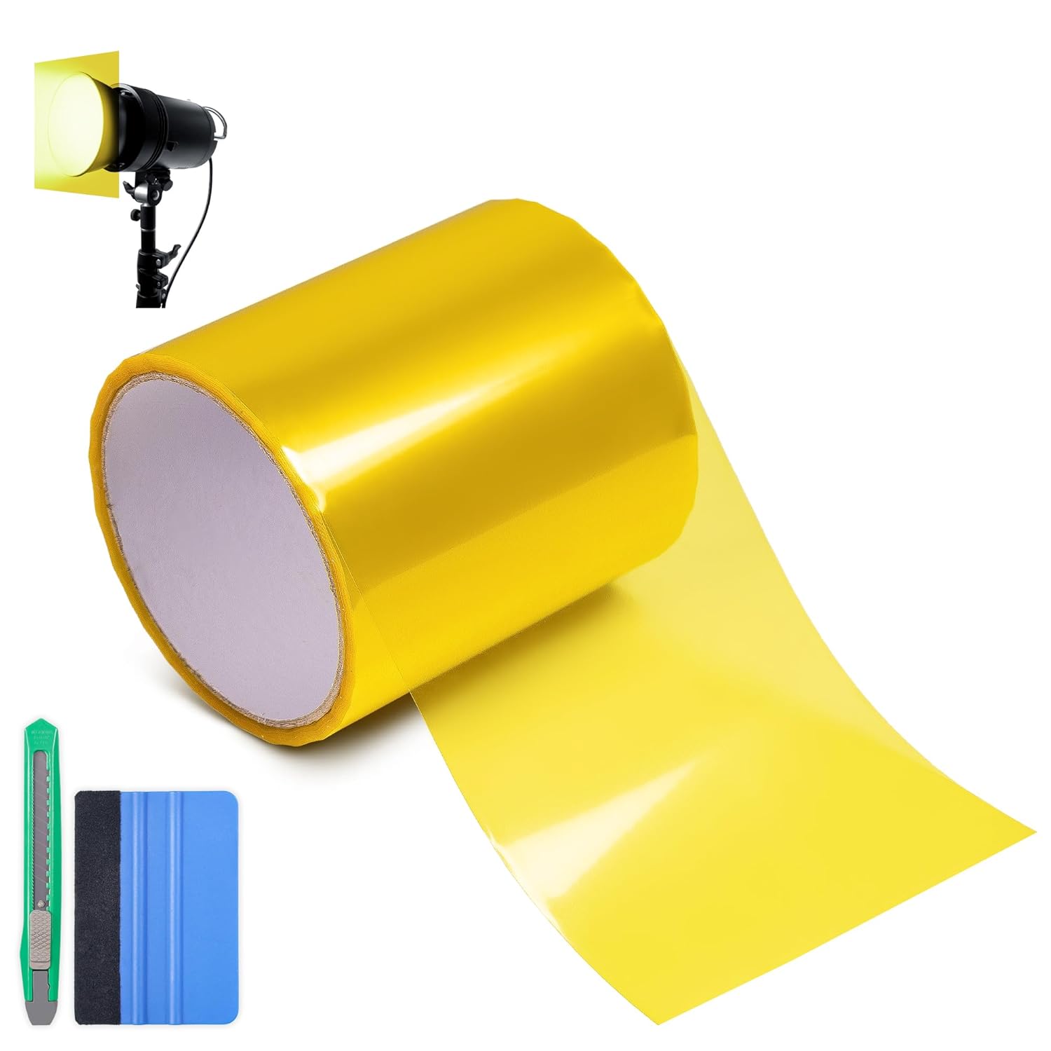 Arespark Color Transform Light Filter Film, Lights Repair Tape Self Adhesive Cover Tail Fog Lights Tint Film Vinyl Wrap for Car Trucks Motos Led Lamp Home Decor(4inx20ft, Yellow)