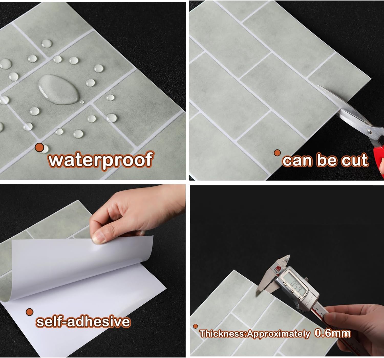 Vinyl Square Wall Tile Sticker,Stick Kitchen Backsplash Waterproof Tile Decals for Home Bathroom Self-Adhesive Peel&Stick PVC Floor Sticker-7.78"x7.87" in
