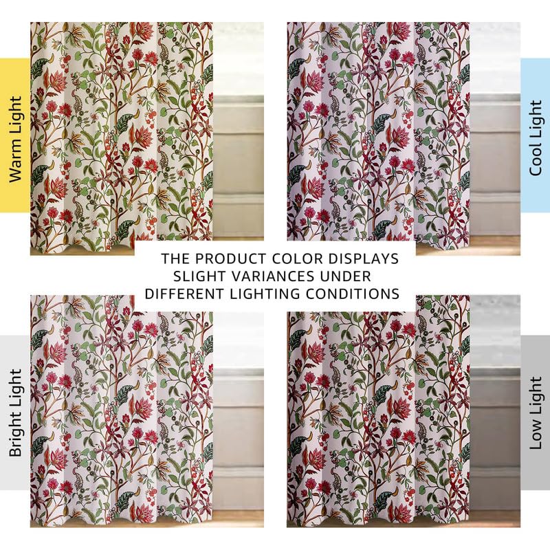 Image of Cloth Fusion Printed 100% Blackout Door Curtains 8 Feet Long Set of 2, Room Darkening Parda with Stainless Steel Grommets for Home Decor (8x4.5 Feet, Ivory Dream)