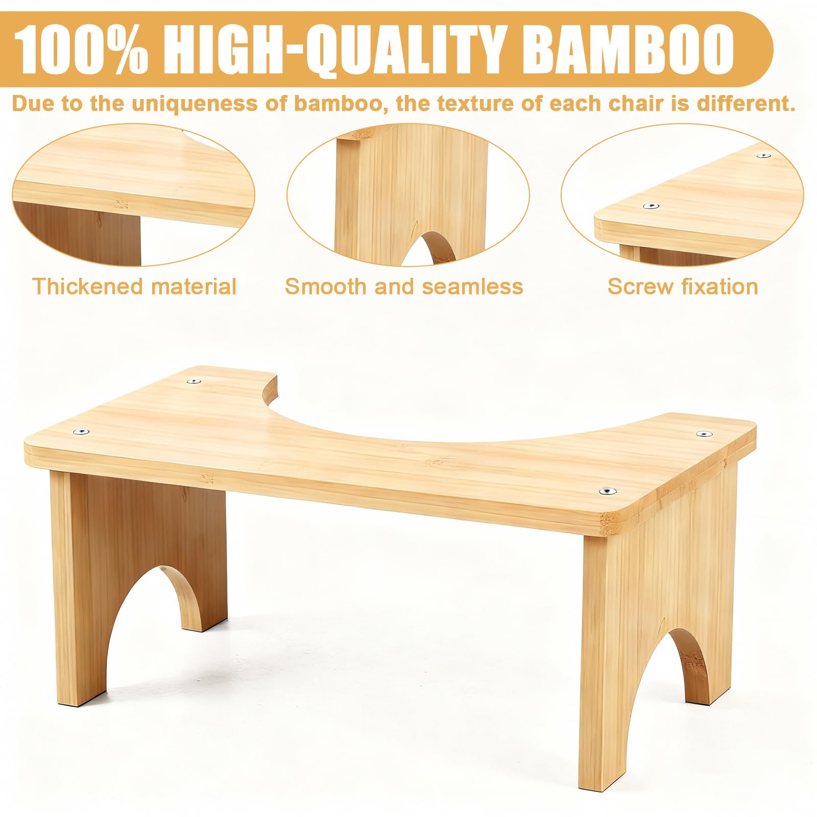 Sgabello da toilette in legno di bambù, sgabello da toilette per adulti e bambini, vaso accovacciato con capacità di carico di 300 kg, pedana per migliorare le selle per la famiglia