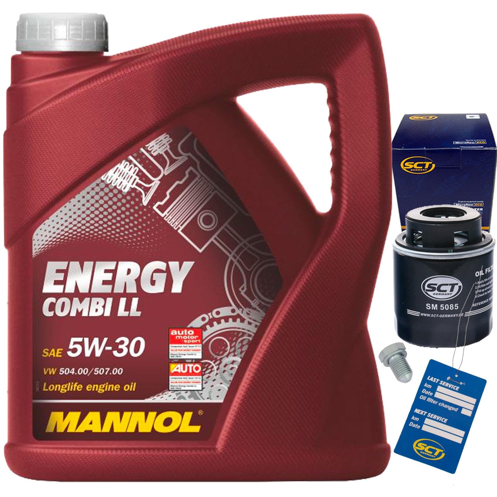 5L 5W-30 LL Öl + Ölfilter | Sm 5085,(W712/93)+1113800100+Mannol Combi LL 5W30 passend für 1.2 1.4 Tsi Polo Golf Passat