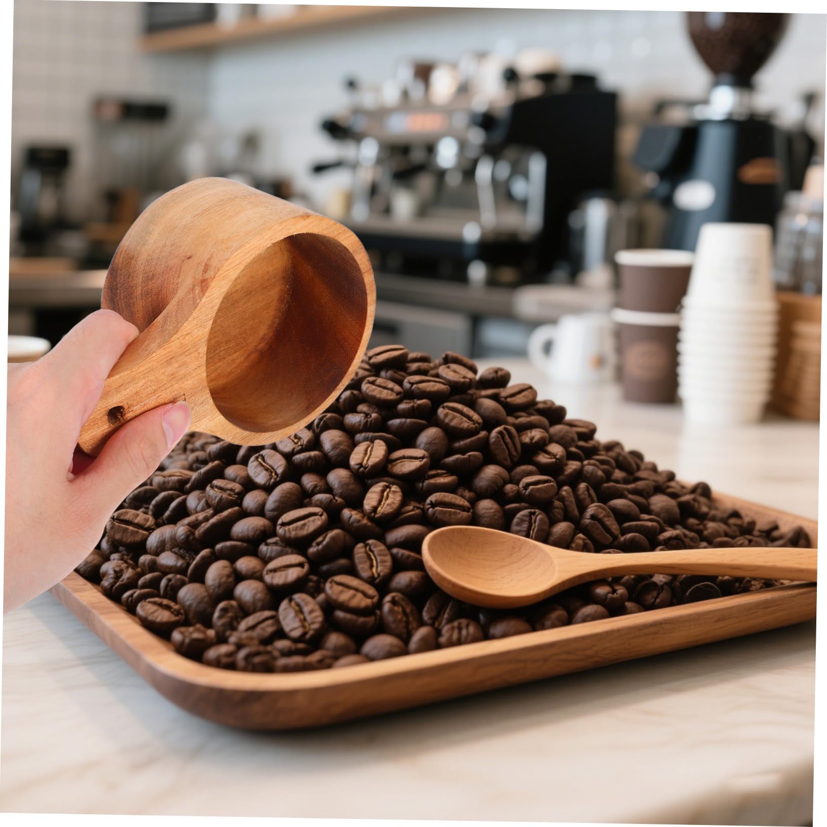 GLEAVI 4 pezzi Cucchiai Dosatori in Legno per Cucina Misurini Precisi per Caffè Tè Spezie e Proteine Utensili Resistenti e Naturali per e Cottura