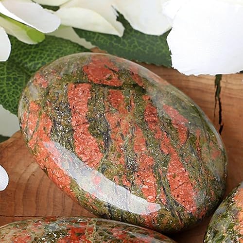 ZHIYUXI Cristales de unakita de 2.4 pulgadas, piedras preciosas de cristales y piedras, decoración de cristal, terapia de equilibrio de energía,