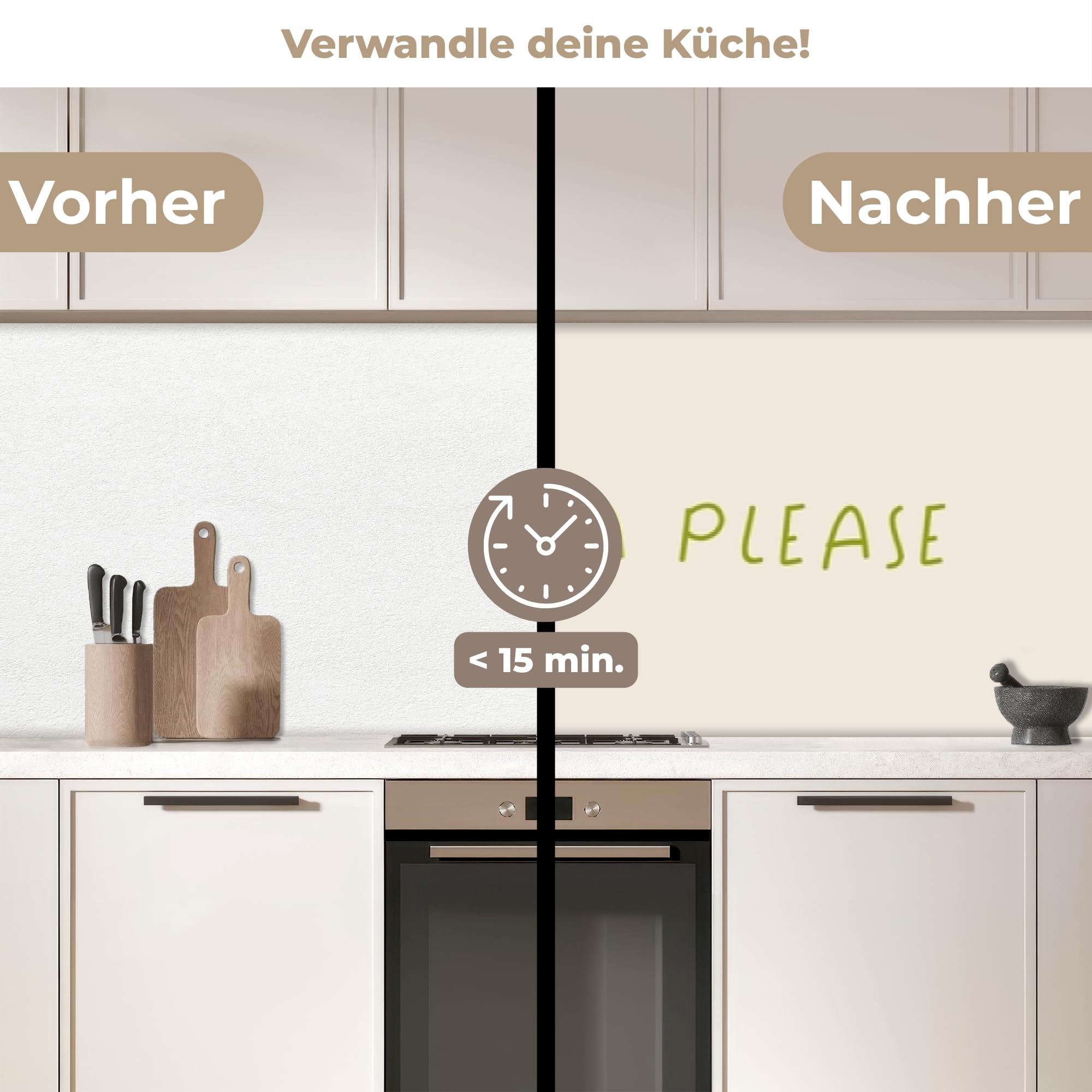 KitchenYeah© Küchenrückwand 60x500 cm Selbstklebende Kitchen Wall Protector Küchen Rückenwand Küchenfronten Küchenrückwände Küche Wand Quote - Nudeln