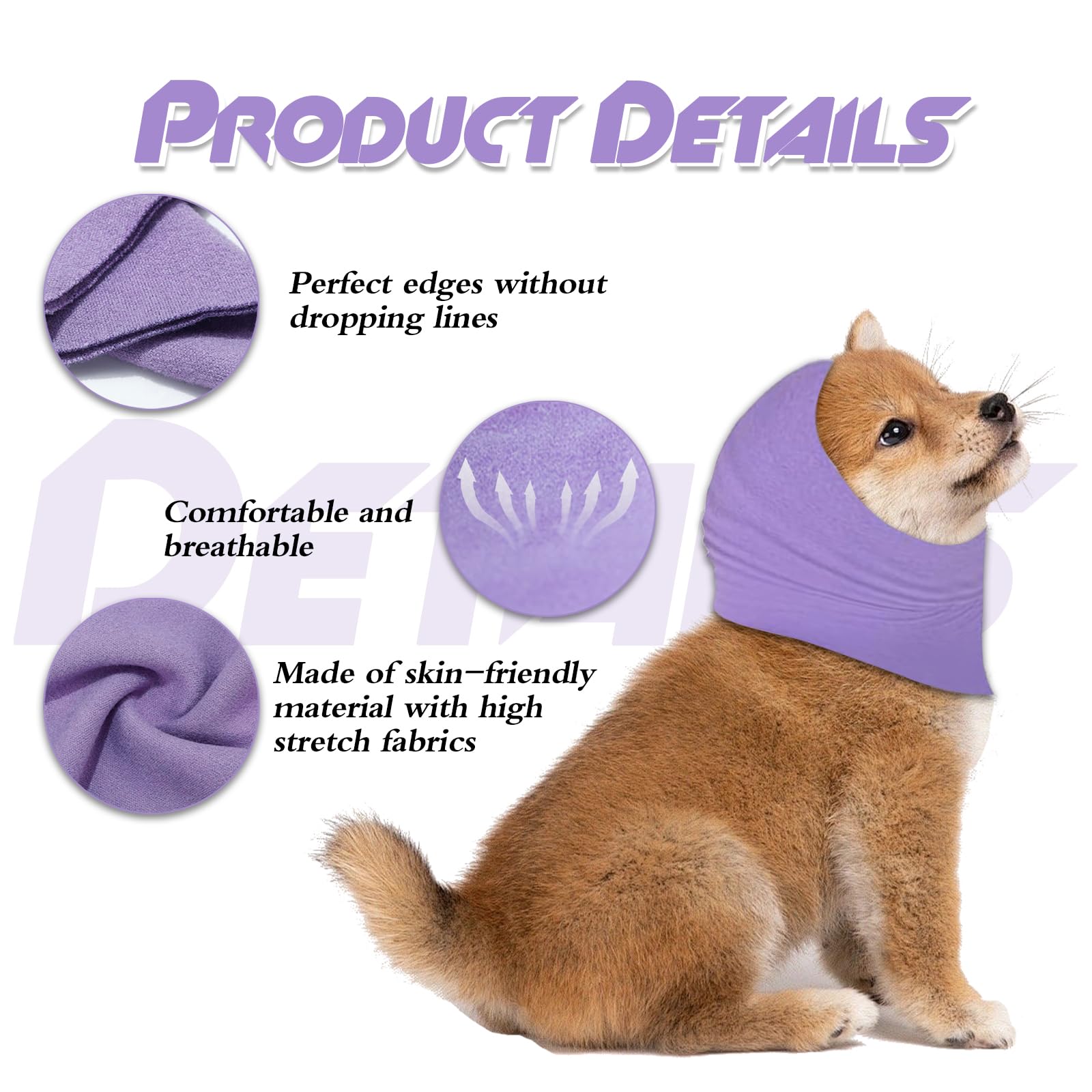 Copriorecchie per Cani - Set di 3 Cuffie Calde e Confortevoli in Nero, Viola e Rosa - Eleganti e Versatili - Protettive Antirumore per Orecchie