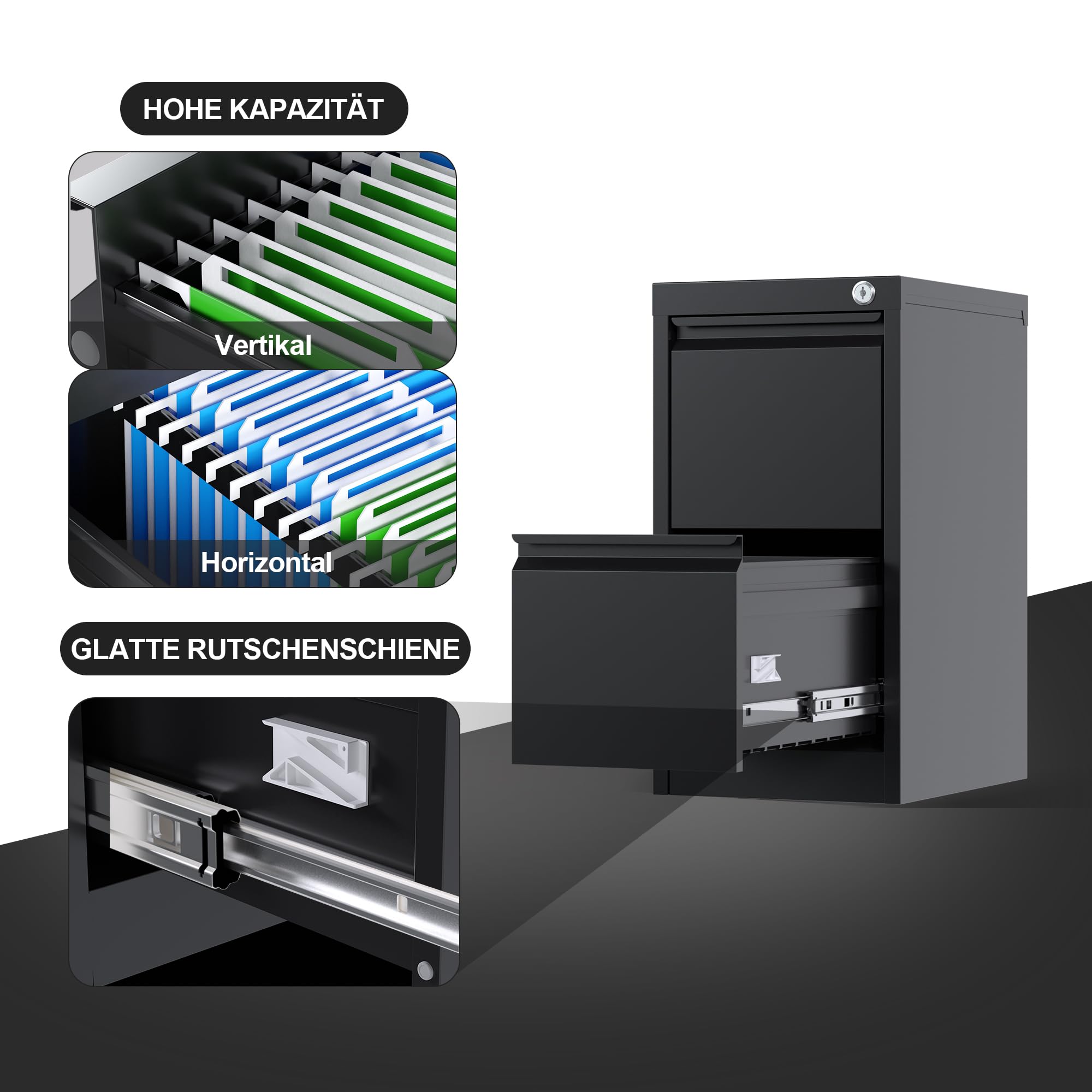 Archivadores Metalicos Archivador Metálico Spacio Kemi - 3 Cajones (Gris,  Con Llave) Cajonera Blanca, image size:2000x2000