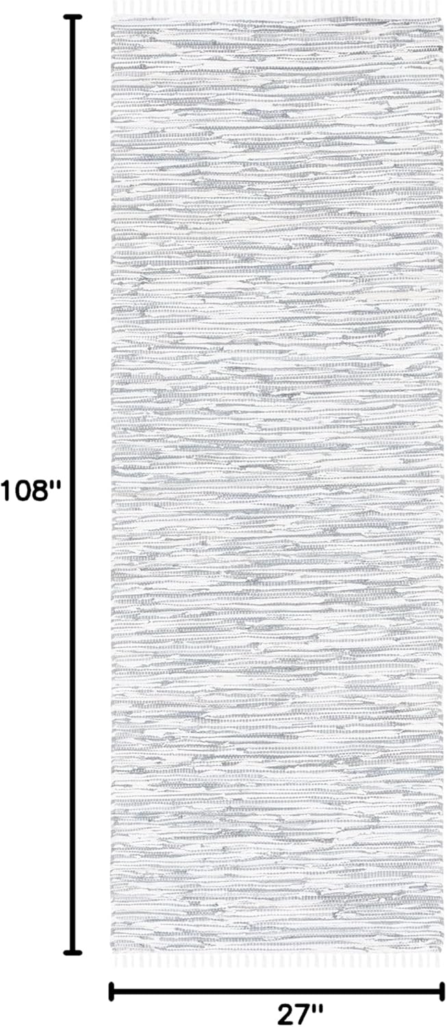 SAFAVIEH Montauk Collection Runner Rug - 2'3" x 9', Silver, Handmade Fringe Cotton, Ideal for High Traffic Areas in Living Room, Bedroom (MTK753A)