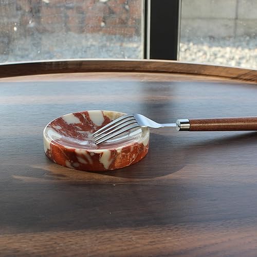 Miniatura 6 de Jabonera de mármol rojo Calacatta natural, plato redondo para joyas, soporte de esponja para baño, cocina