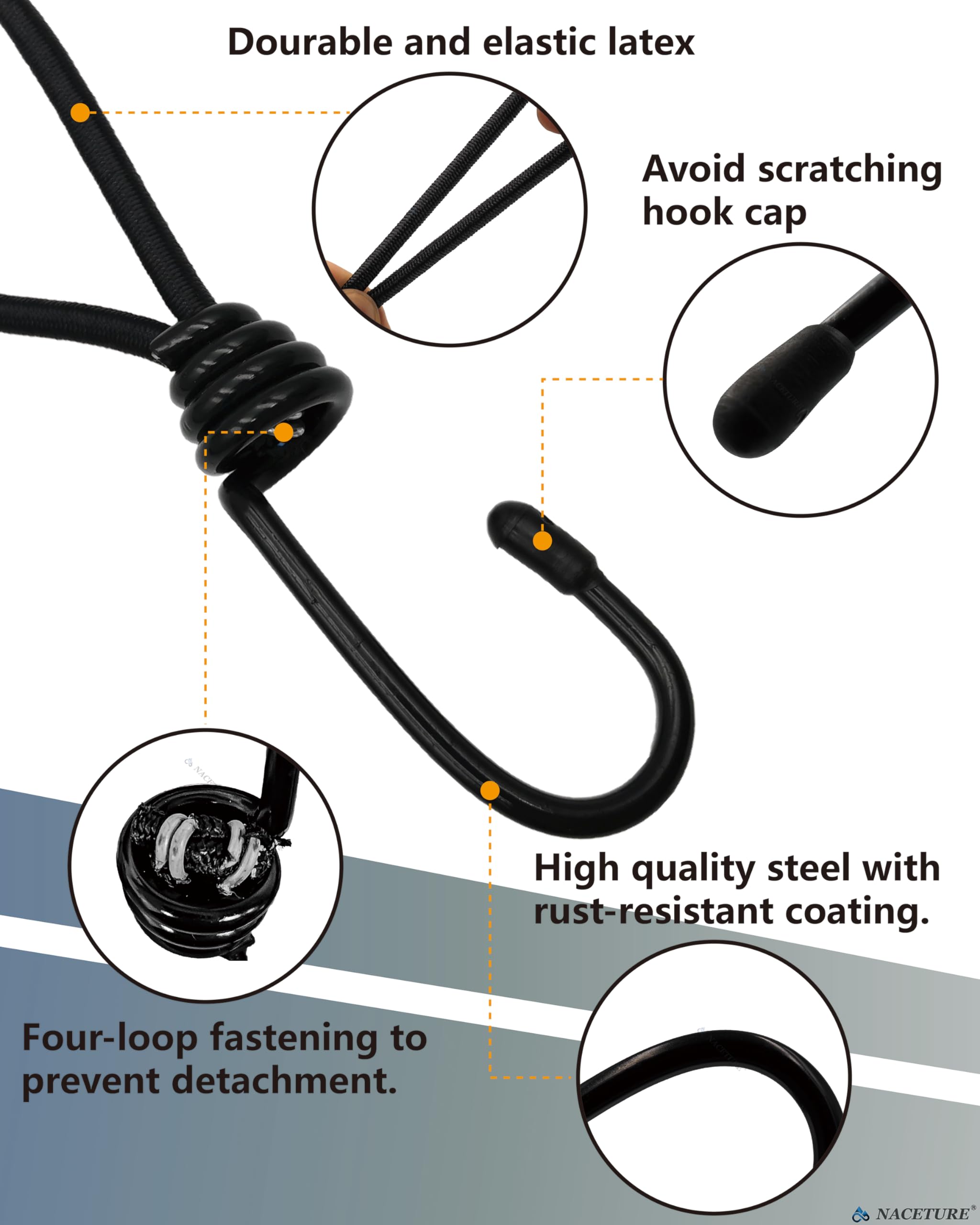 PartyKindom Lot De 10 Petits Tendeurs Avec Crochets élastiques Durables