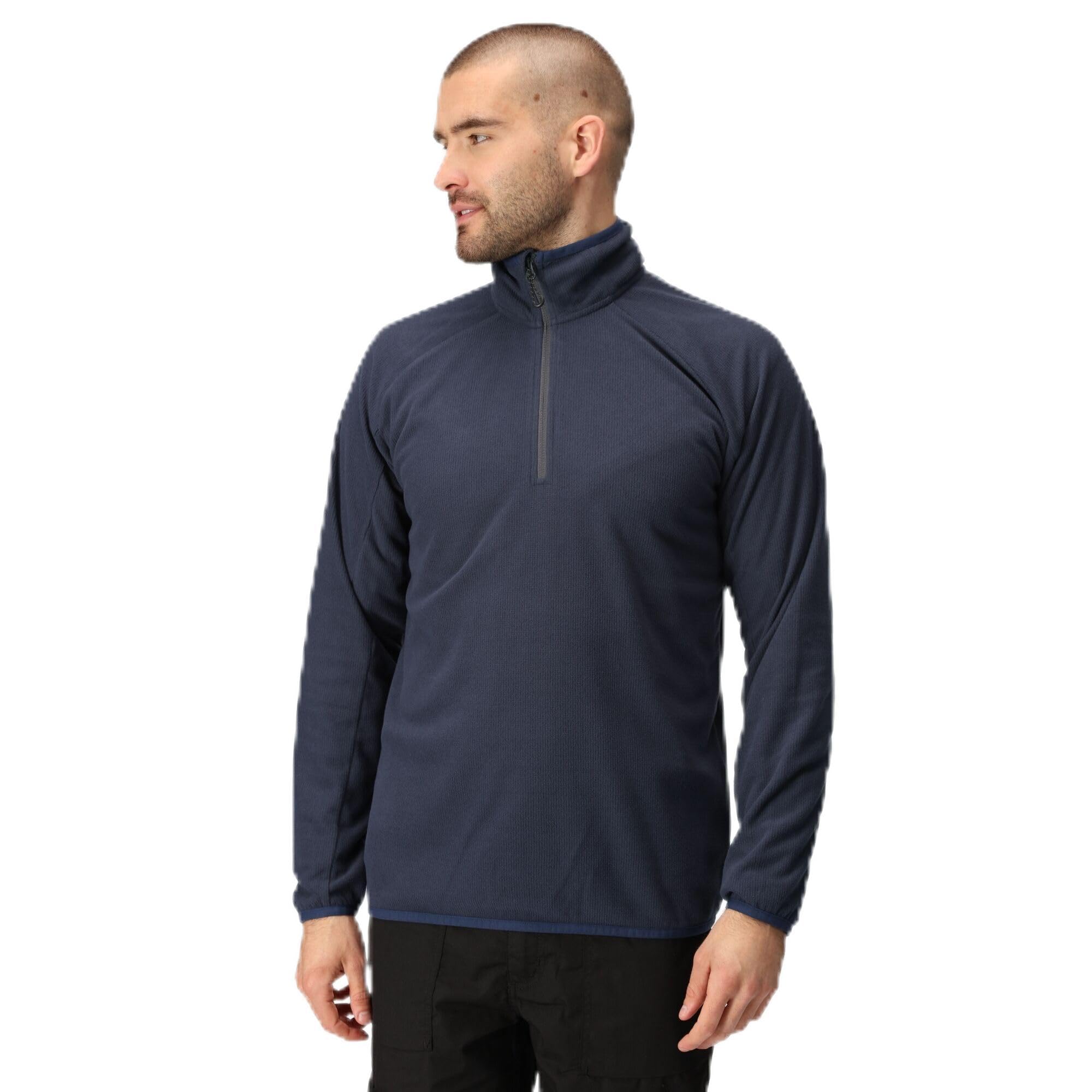 Regatta Professional Men's Navigate Half Zip Fleece with Hood & Contrasting Zip, Lightweight Midlayer - Perfect for Outdoors, Walking & Hiking Navy