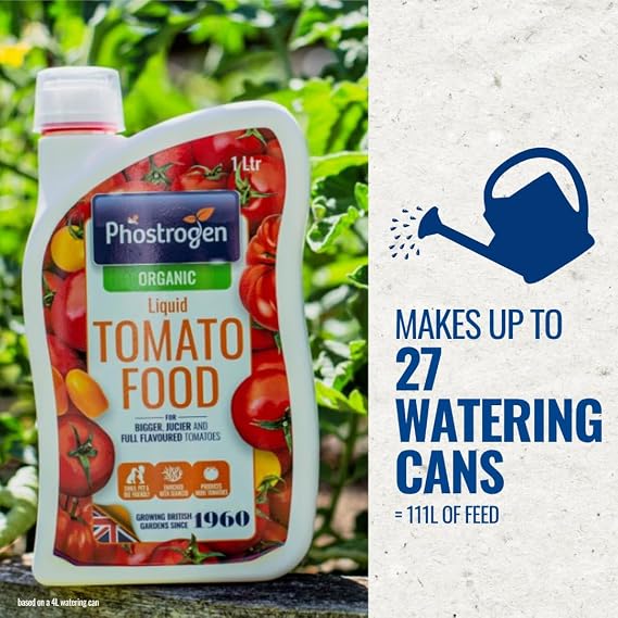 Phostrogen Organic All Purpose Liquid Plant Food, 1L - All Purpose Organic Fertiliser - Enriched with Seaweed Extract for Healthy Growth - More Vegetables, Brighter Blooms - Plant Nutrition