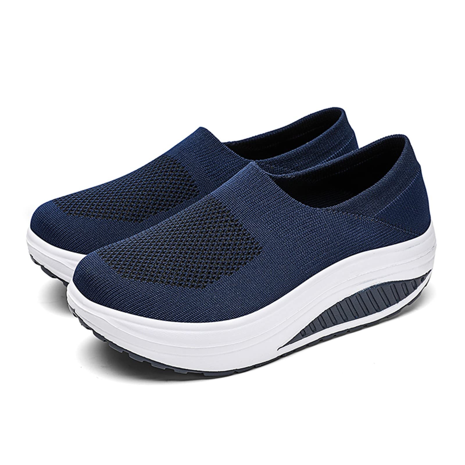 Zapatos sin cordones para mujer, zapatillas de verano, informales, cómodas, ortopédicas, de malla, para paseo, aire, cojín de gimnasia, deportes, ligero, fitness, exterior, adelgazantes, basculantes,