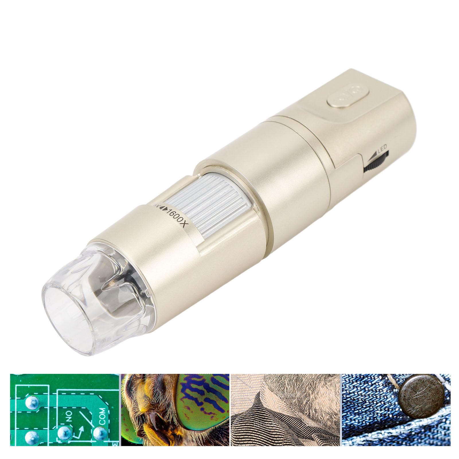 Cámara de Microscopio Digital USB, Cámara de Inspección HD de Mano de 50 a 1600X con 8 Luces LED Regulables, Microscopio Digital Inalámbrico Cámara de Microscopio Portátil para
