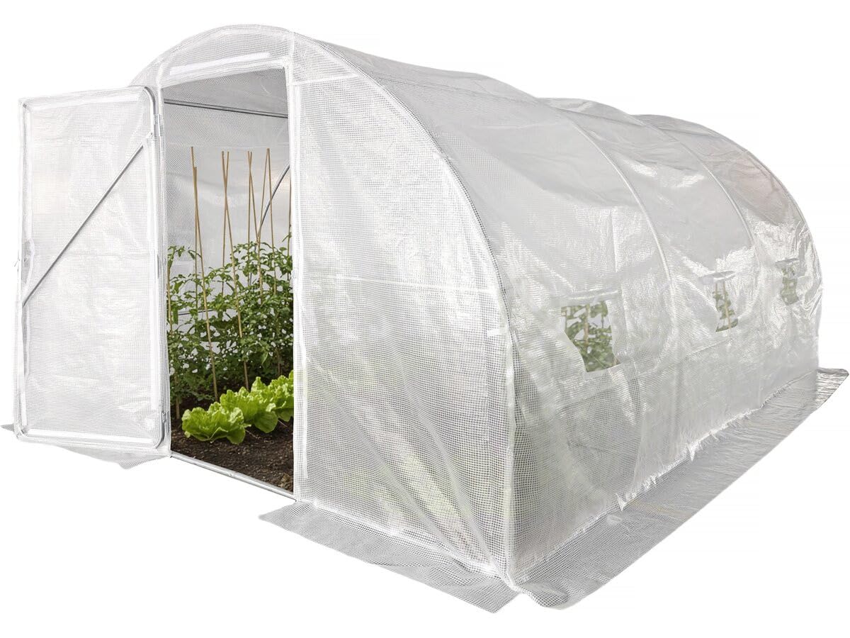 Serre tunelle de Jardin avec Porte 4 x 3 m Mimosa - 12 m² - 180g - Blanc