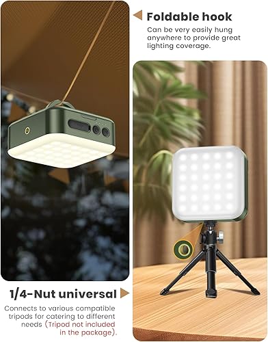 Miniatura 7 de Linterna de camping Lámpara LED solar plegable, 5200 mAh solar USB recargable, 1000 lm, 5 modos de luz, impermeable IPX4 al aire libre, luz de