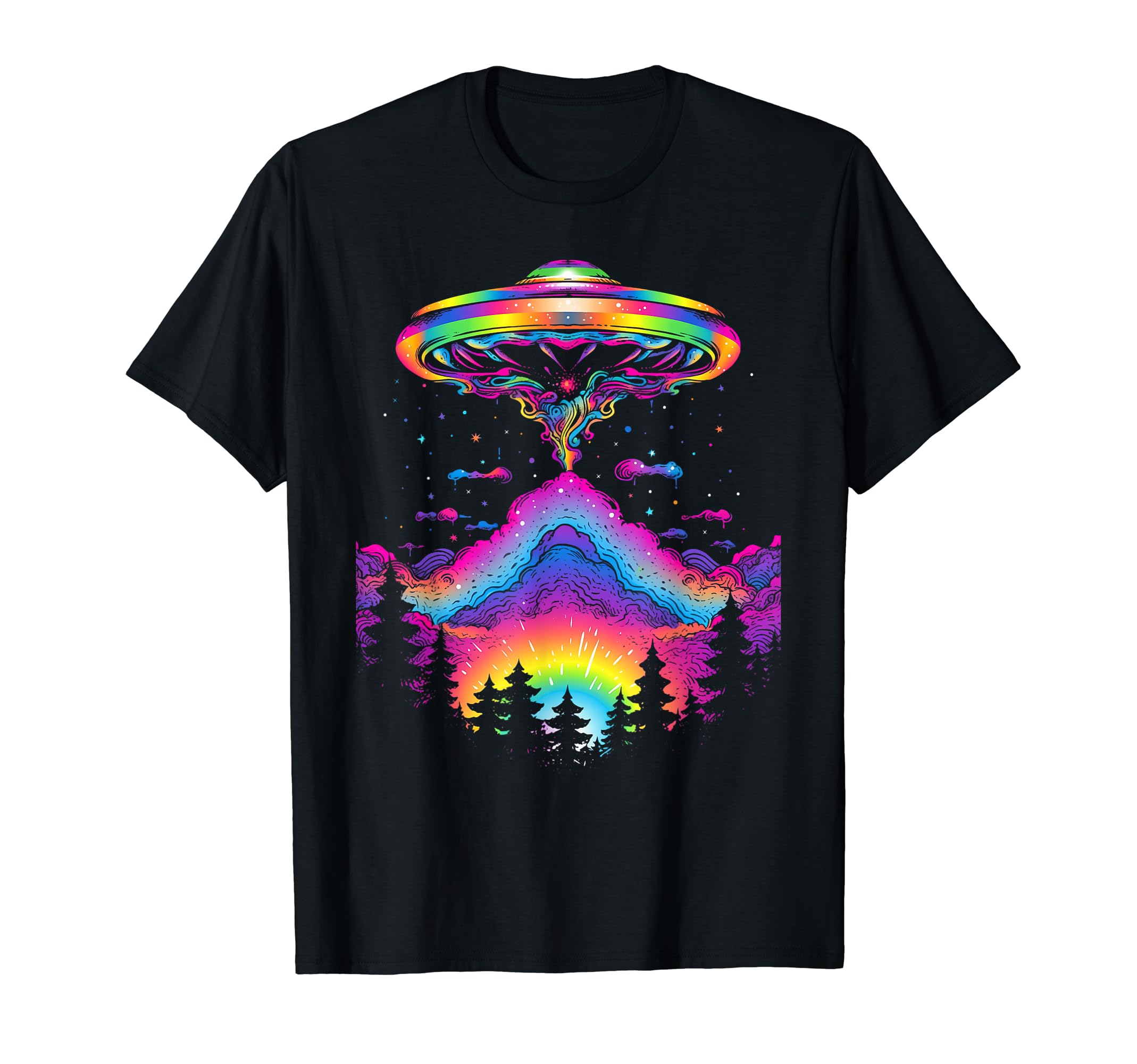 Psychedelic UFO | Rainbow Trippy Alien Techno Rave Festival T-Shirt