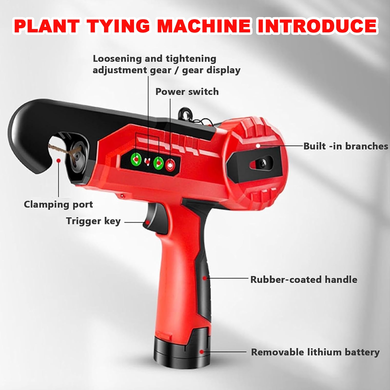 Herramienta eléctrica de cinta de viñedo, máquina de atar plantas, ajuste de 4 engranajes, herramienta de atado de jardín para tomates, pepinos, frutas, verduras, herramientas de injerto
