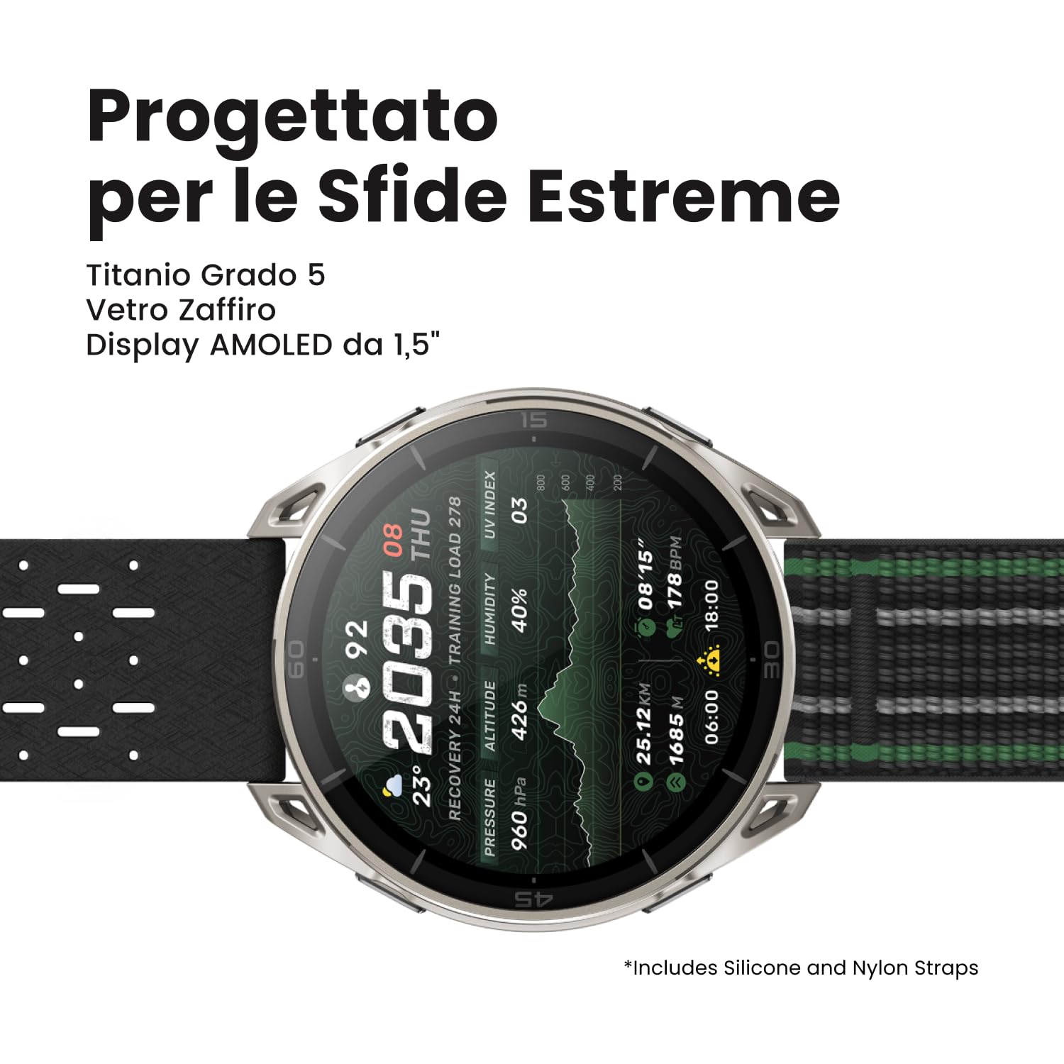Amazfit Cheetah 2 Ultra 47mm Smartwatch GPS, AMOLED da 1,5" con Vetro Zaffiro, Cassa in Titanio, 30GG di Autonomia, Torcia Integrata, 64GB, NFC, Mappe Offline, 5 ATM, 180+ Modalità Sportive e HYROX