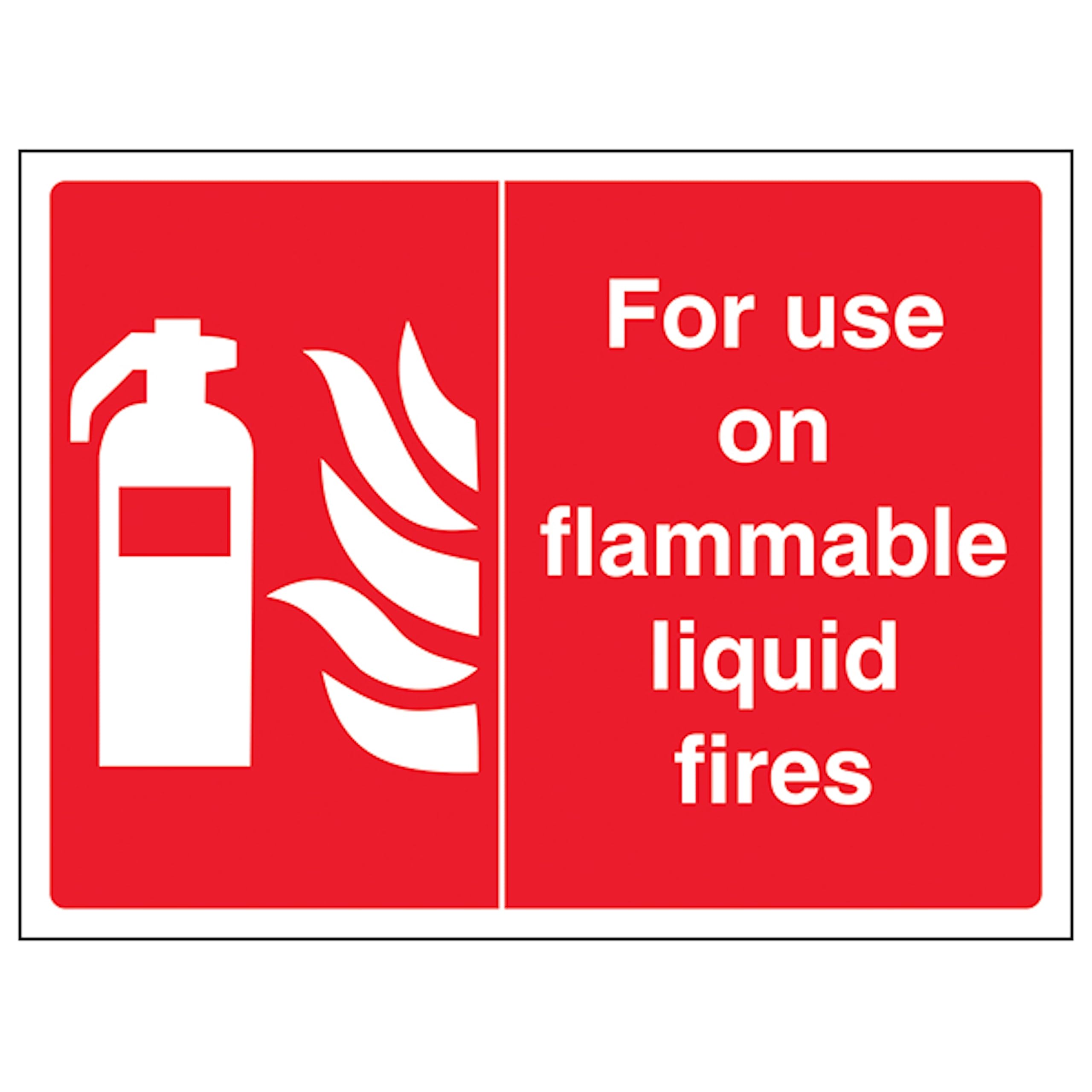 V Safety For Use On Flammable Liquid Fires - Landscape 200 x 150 mm - Glow In The Dark 1mm Rigid Plastic Safety Sign