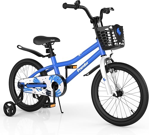 BABY JOY Bicicleta para niños, 12, 14, 16, 18 pulgadas, para niños y niñas de 3 a 8 años con ruedas de entrenamiento, freno de mano, freno de