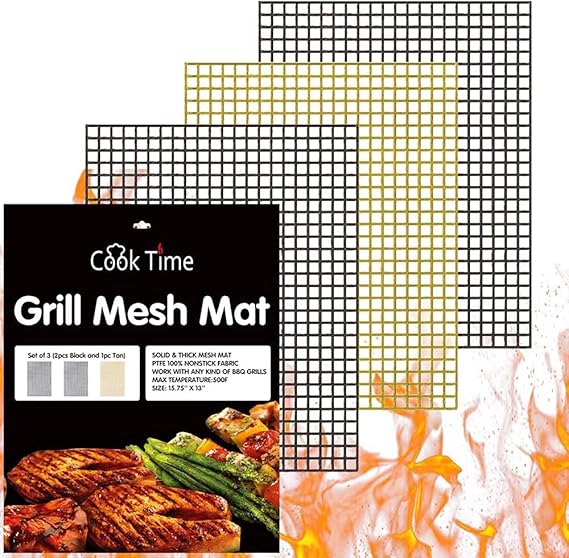 BBQ Grill Mesh Mat Set of 3 Non Stick Barbecue Grill