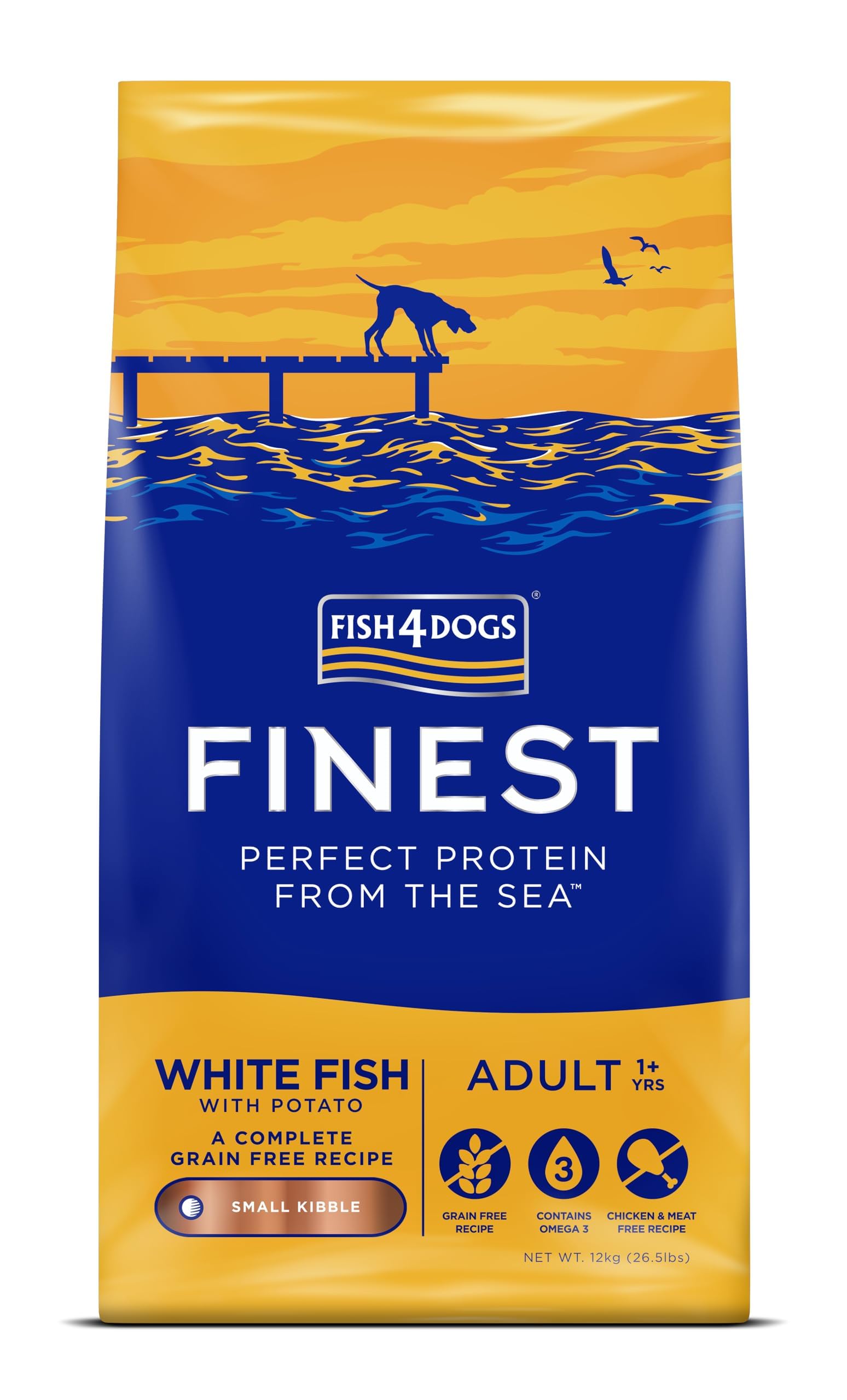 Fish4Dogs Finest White Fish and Potato Dog Food | Natural, Hypoallergenic Dog Food | Great for Dogs With Allergies | Rich in Omega 3, 6 and 9 (Small Kibble - 12kg)
