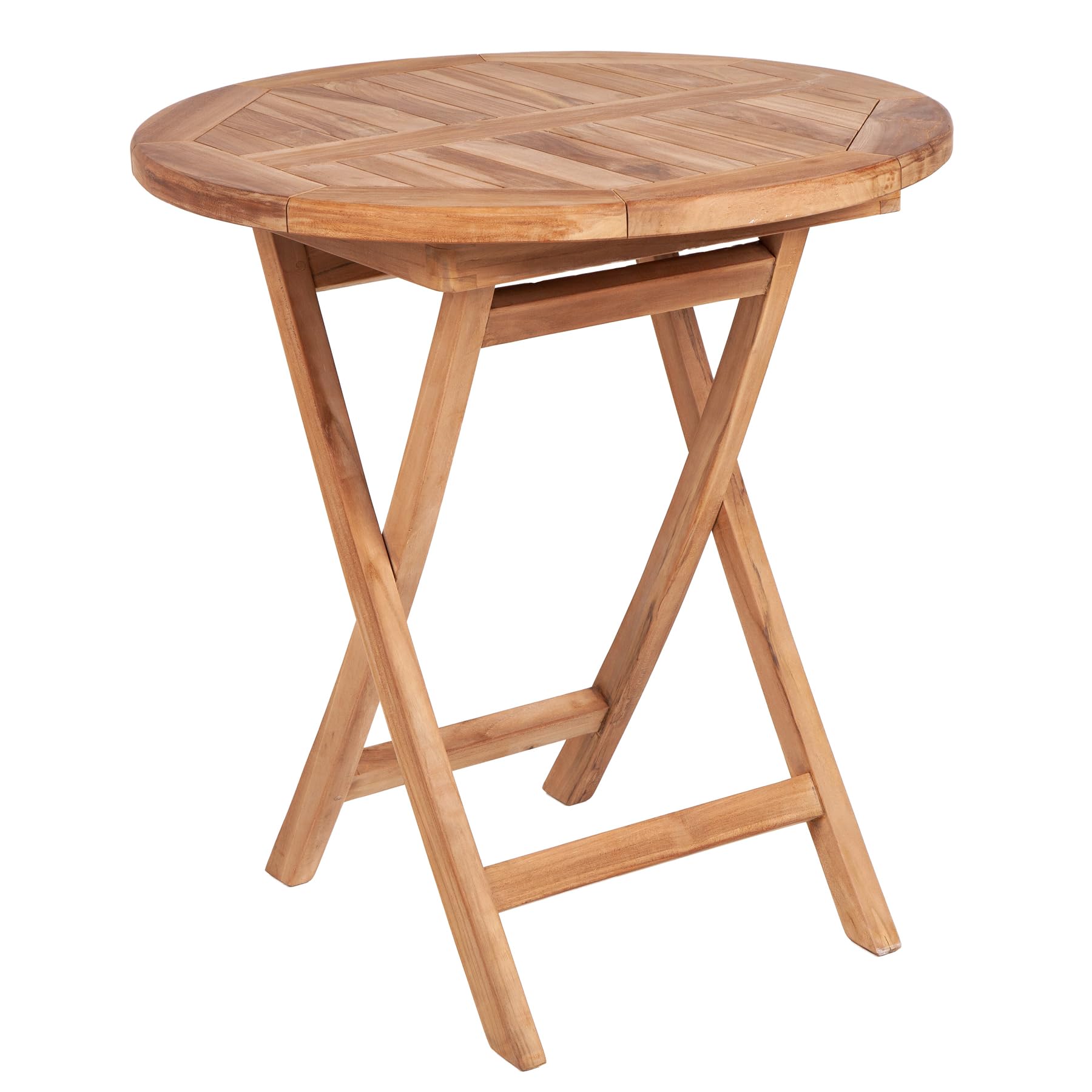 Riess Ambiente Gartentisch Empire Teak 70cm - Natur - Teakholz - robust | Montiert, wetterfest, natürliche Optik, bequemer Komfort, für Garten, Unikat, massive Verarbeitung, platzsparend