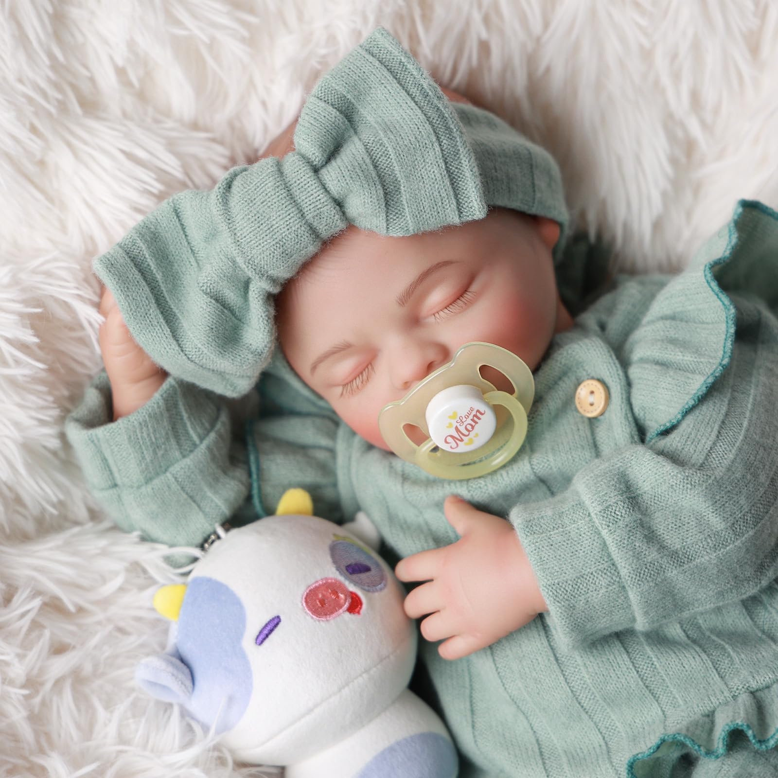 BABESIDE Muñecas Reborn de 17 Pulgadas Realistas para Niñas Recién Nacidas Durmiendo Ojos Cerrados Cuerpo de Tela Suave Cabeza de Vinilo Pintada a Mano con Set de Regalo para Niños