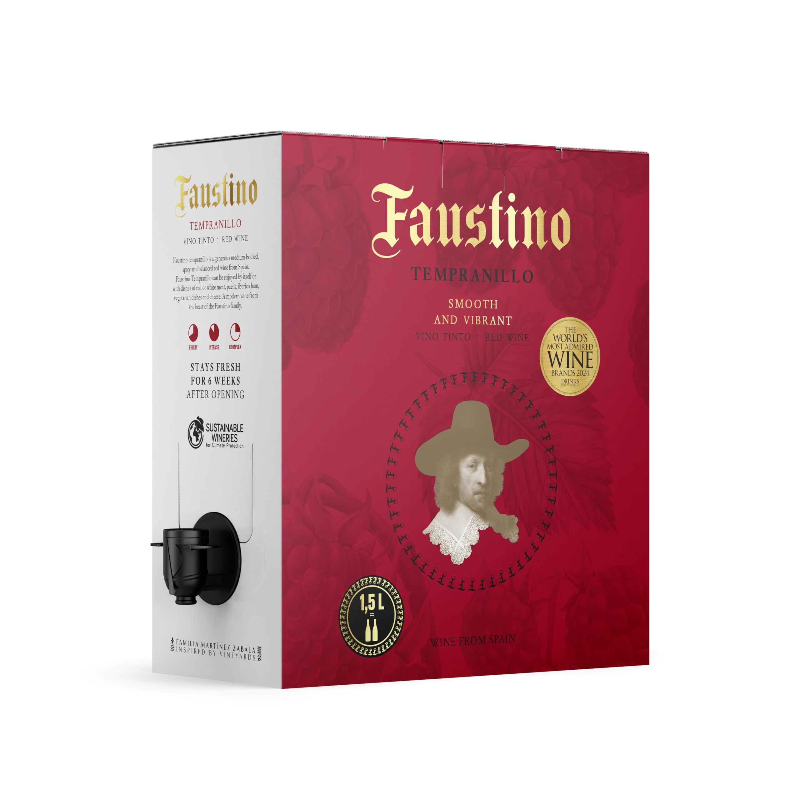Faustino Tempranillo Red Wine Box 13% ABV, 1.5L | Smooth, Vibrant | Spain