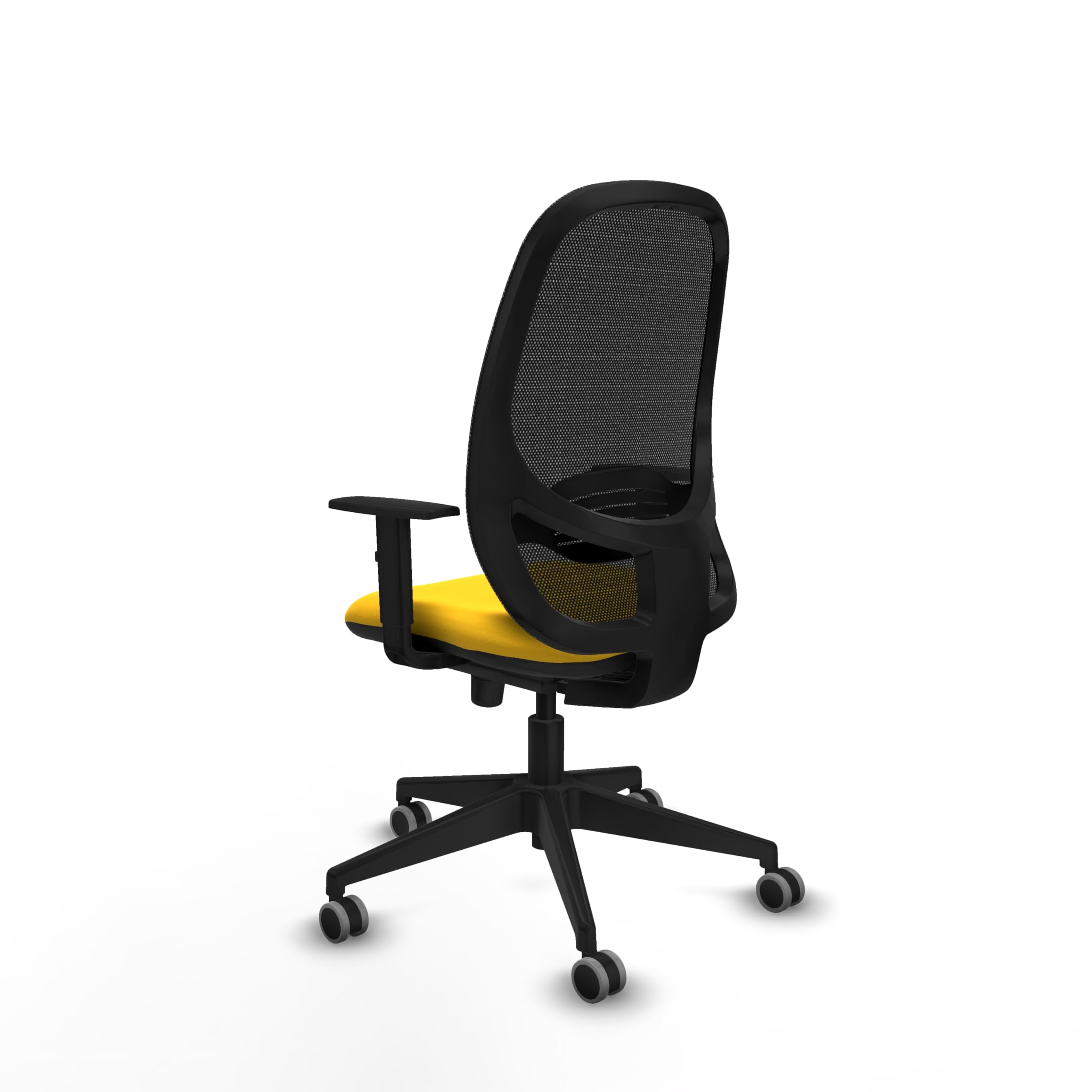 Piqueras y Crespo - Silla Escritorio Oposiciones Cilanco con Brazos 1D, Apoyo Lumbar Regulable en Altura. Equipado con Sincro 3 Posiciones y Espuma de Corte. Negro/Amarillo