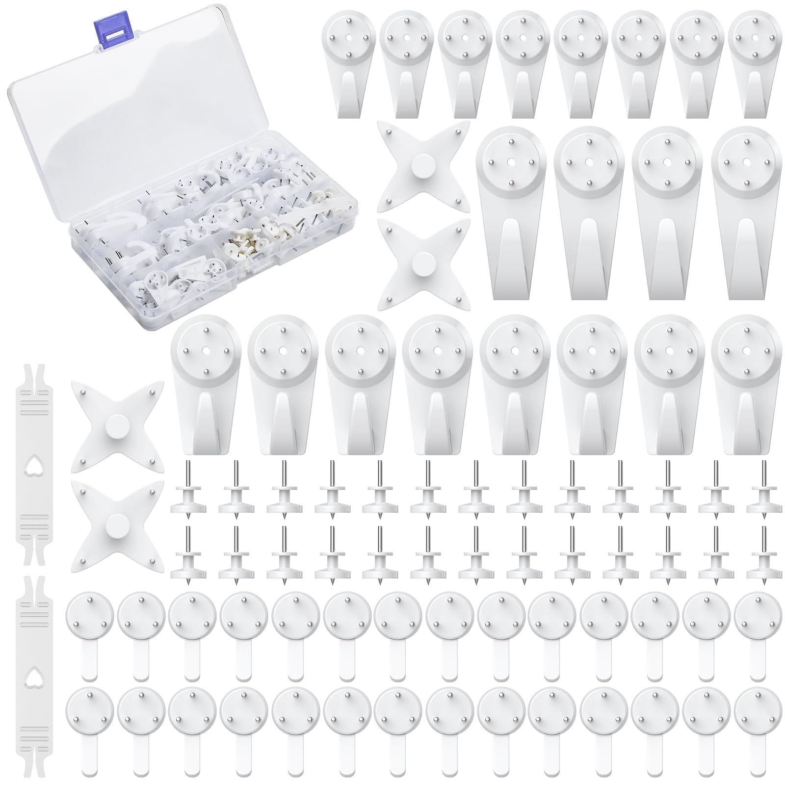 Uniclife 80 Pcs Non-Trace Picture Hooks for Hard Wall Picture Hanging Kit, Non-Trace Wall Hooks with Nails