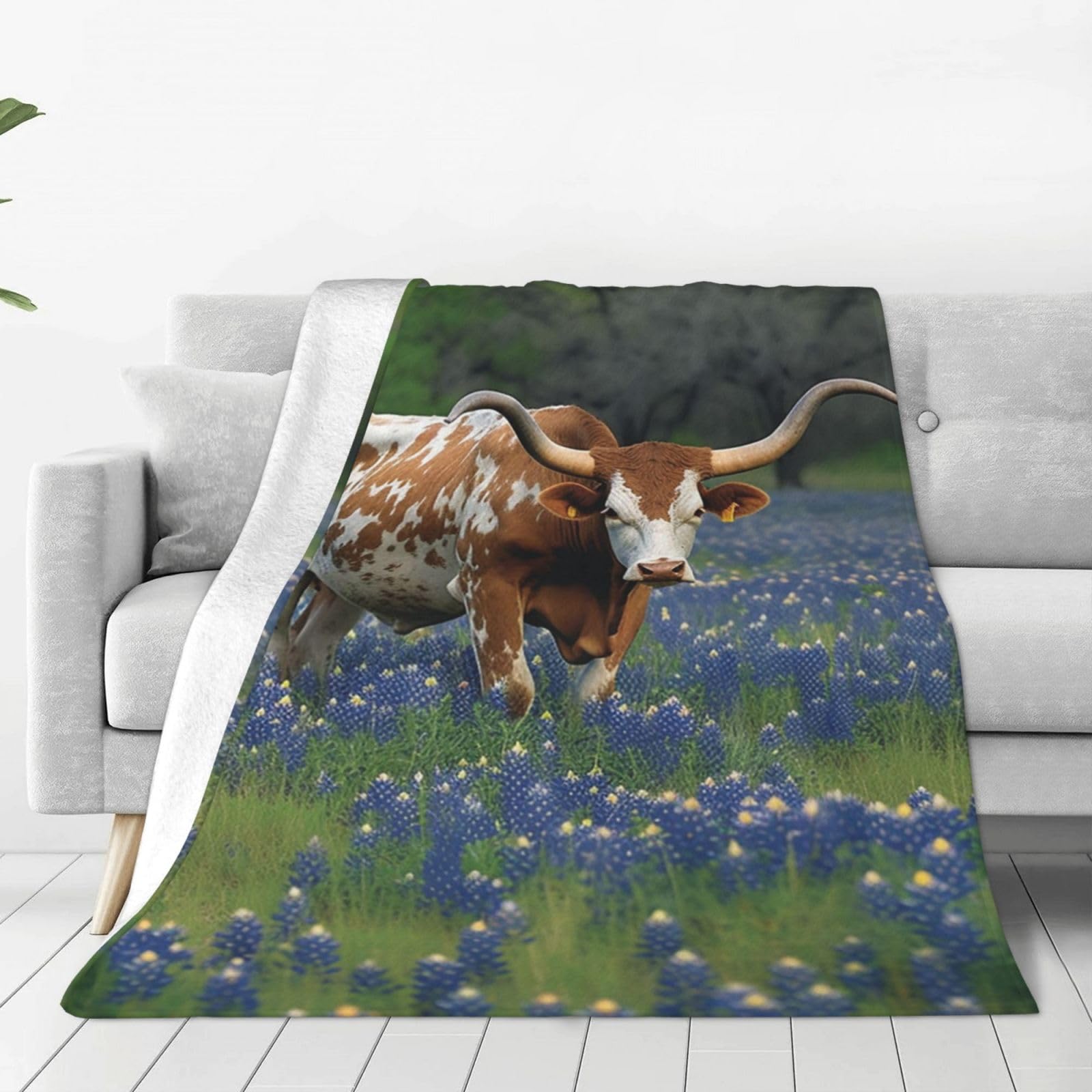Couverture polaire pour canapé et voyage confort bleu Longhorn