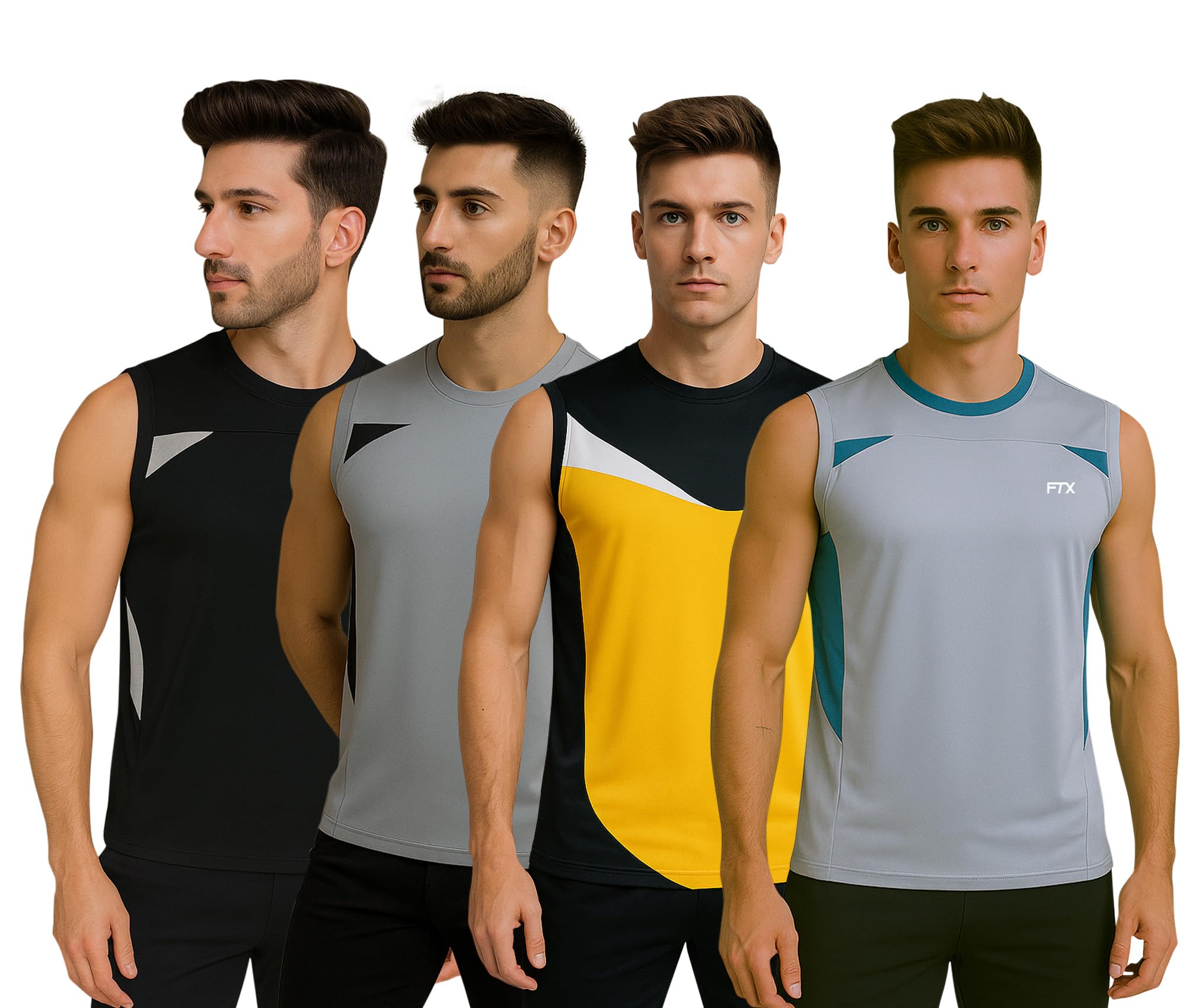 ftx Drifit Colorblock Sleeveless Activewear Sports Tshirt for Men (Pack of 4)-picture-11