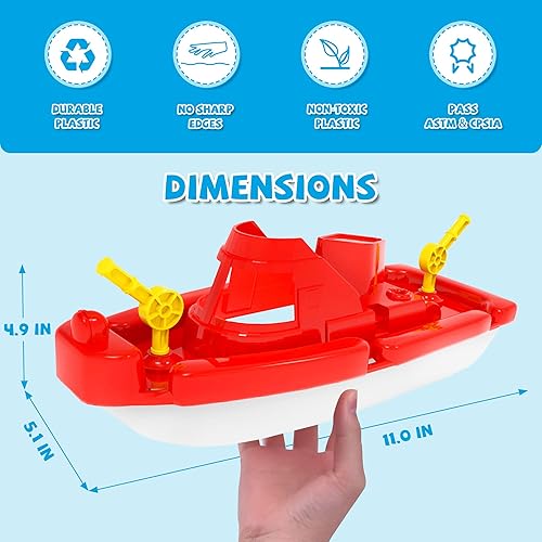 Miniatura 7 de Barcos de juguete, 3 piezas de juguete de baño para niños pequeños, botes de juguete para jugar en el agua, barcos de juguete de plástico para niños