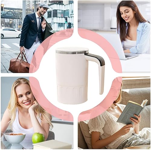 Miniatura 5 de Taza autoagitadora Agitación magnética automática de 12.8 fl oz, pantalla de temperatura de acero inoxidable, taza portátil de café, té, cacao,