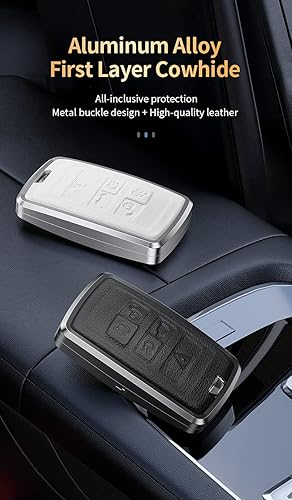 Miniatura 4 de HIBEYO Funda compatible con Land Rover Discovery Range Rover Sport Evoque Key Fob 2019 2020 2021 Remote Smart Metal Key Shell Shell Shell Keyless
