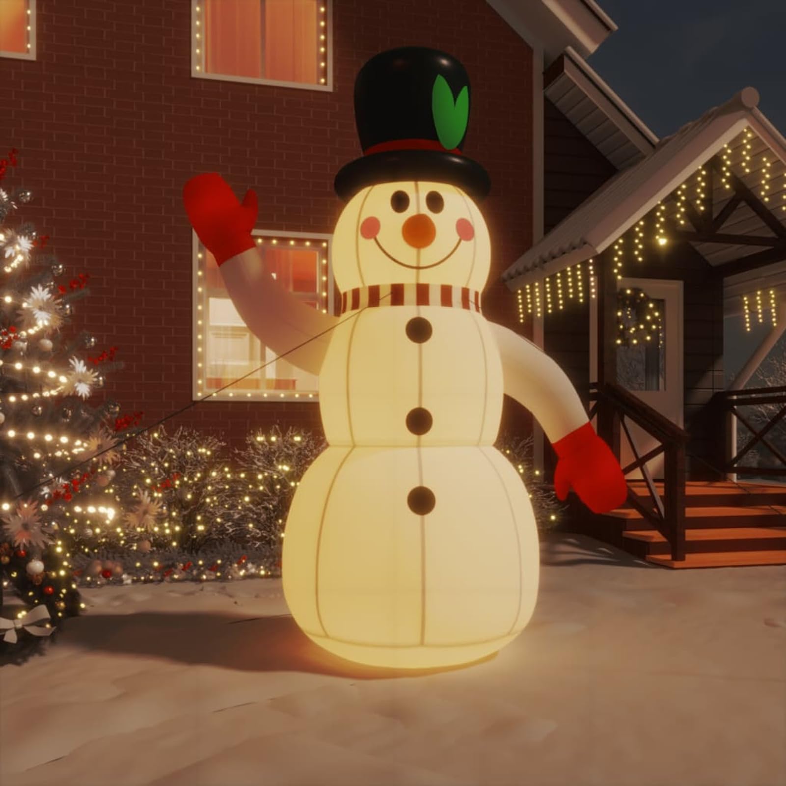 Homgoday Muñeco de nieve hinchable con LED 300 cm, muebles de interior/exterior