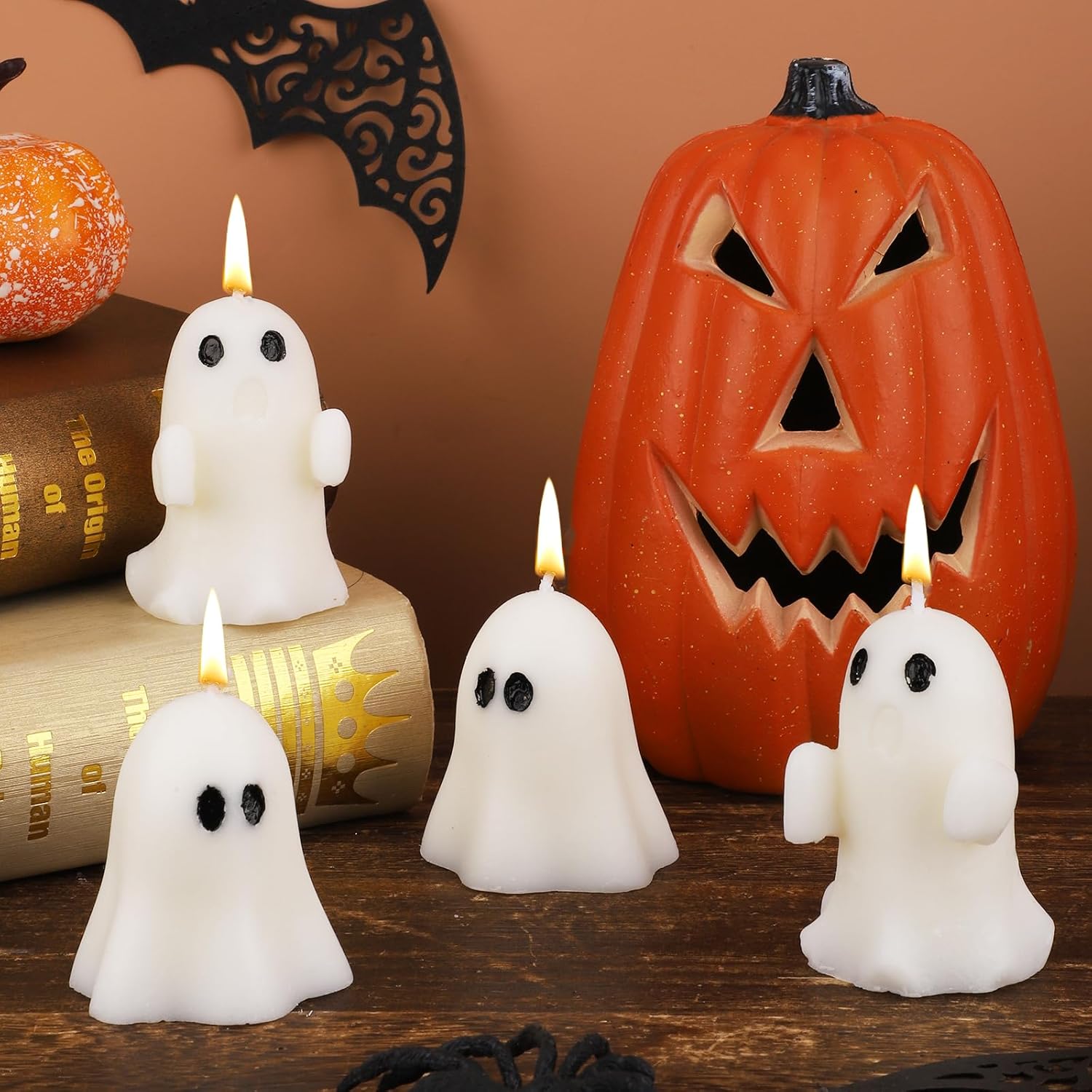 Bougies Fantasmagoriques Halloween: Décoration Parfumée 4 Pièces pour une Ambiance Festive