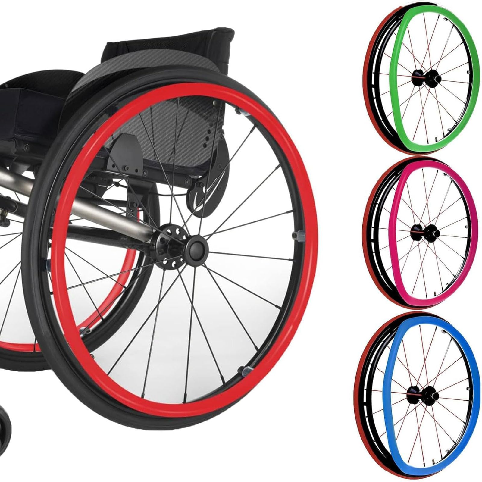 Fundas para Aros de Empuje de Silla de Ruedas, Funda de Silicona Resistente al Desgaste para Empuje Manual, Funda para Silla de Ruedas Deportiva con Rueda Trasera de 20/22/24 Pulgadas, Mejor