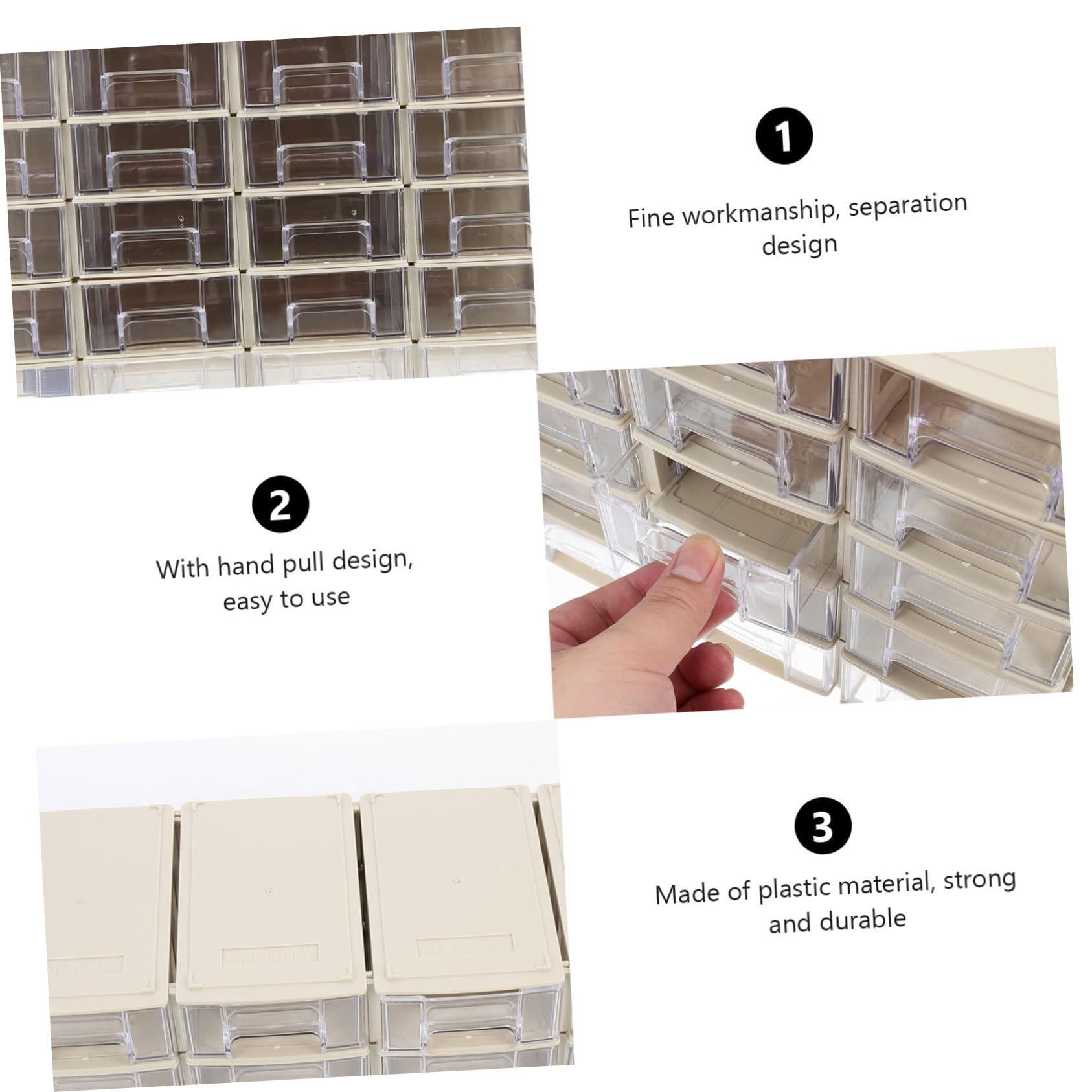 Scatola Porta Oggetti Plastica a Cassetti 20 Set Beige Hips | Divisori Inclusi, Spazio Interno Personalizzabile, per Componenti Elettronici e Bottoni