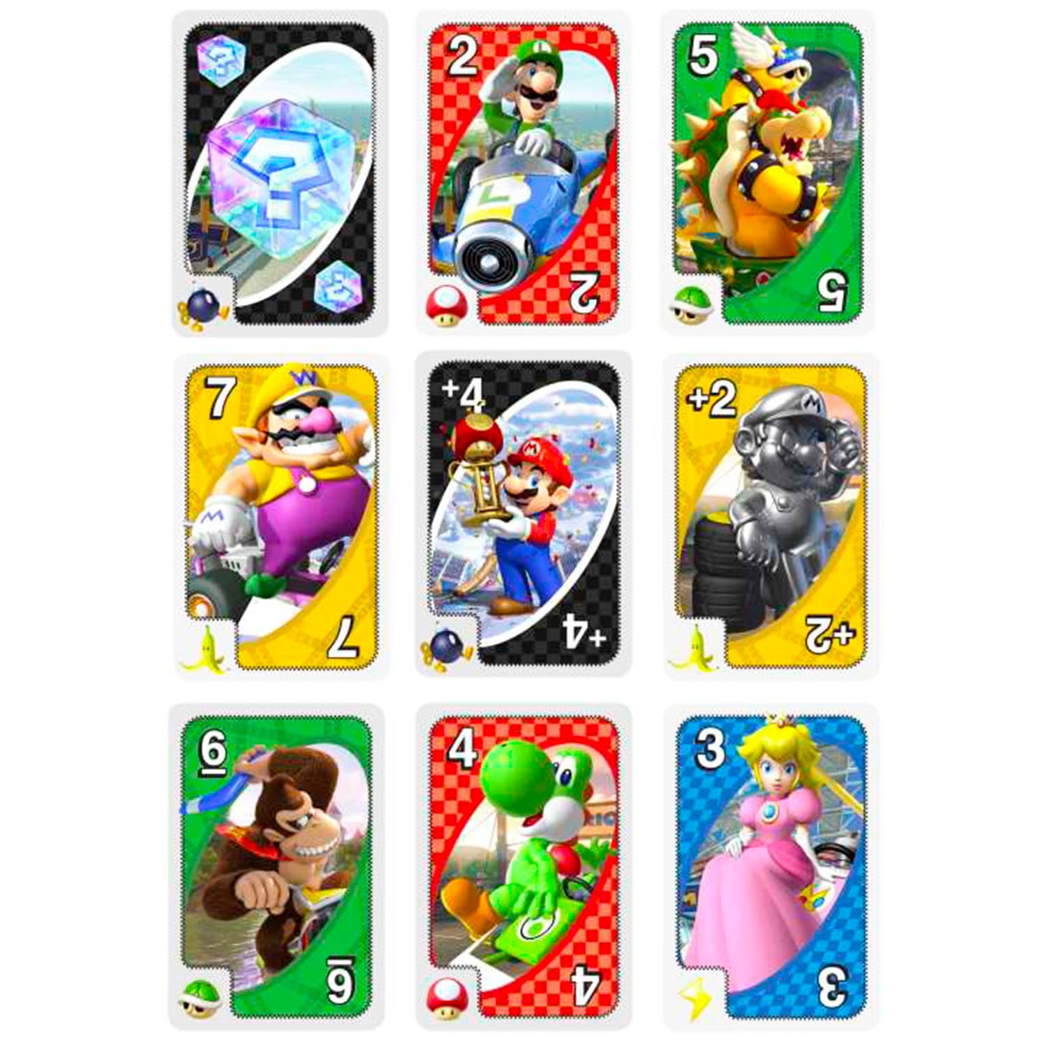 Ultimate Super Mario UNO Lot de cartes – Ensemble avec 2 jeux de cartes de jeu vidéo UNO pour enfants et autocollants, plus | Activités Super Mario Bros pour enfants, soirée de jeu en famille