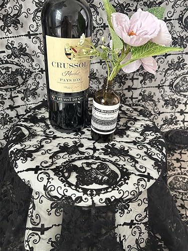 Miniatura 3 de Tela de encaje de 55 pulgadas, tela de encaje de calavera negra suave, tela de encaje floral para coser vestidos, superposición de fiesta, cortinas,