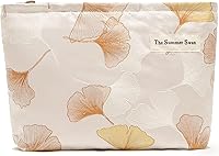 Vista 25 de The Summer Swan Kit de higiene y cuidado de la piel de flores grandes para media jornada, elegante bolso de maquillaje de embrague, negro