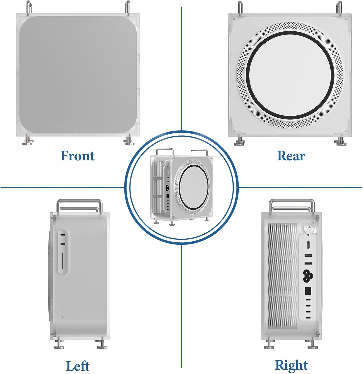 GEEKRIA Chassis Stand, Compatible with Apple Mac Studio for M1/M2/M4 Max, M1/M2/M3 Ultra. Acrylic Computer Case Holder, Mount, Desktop Accessories, Optimized Heat Dissipation (Frosted)