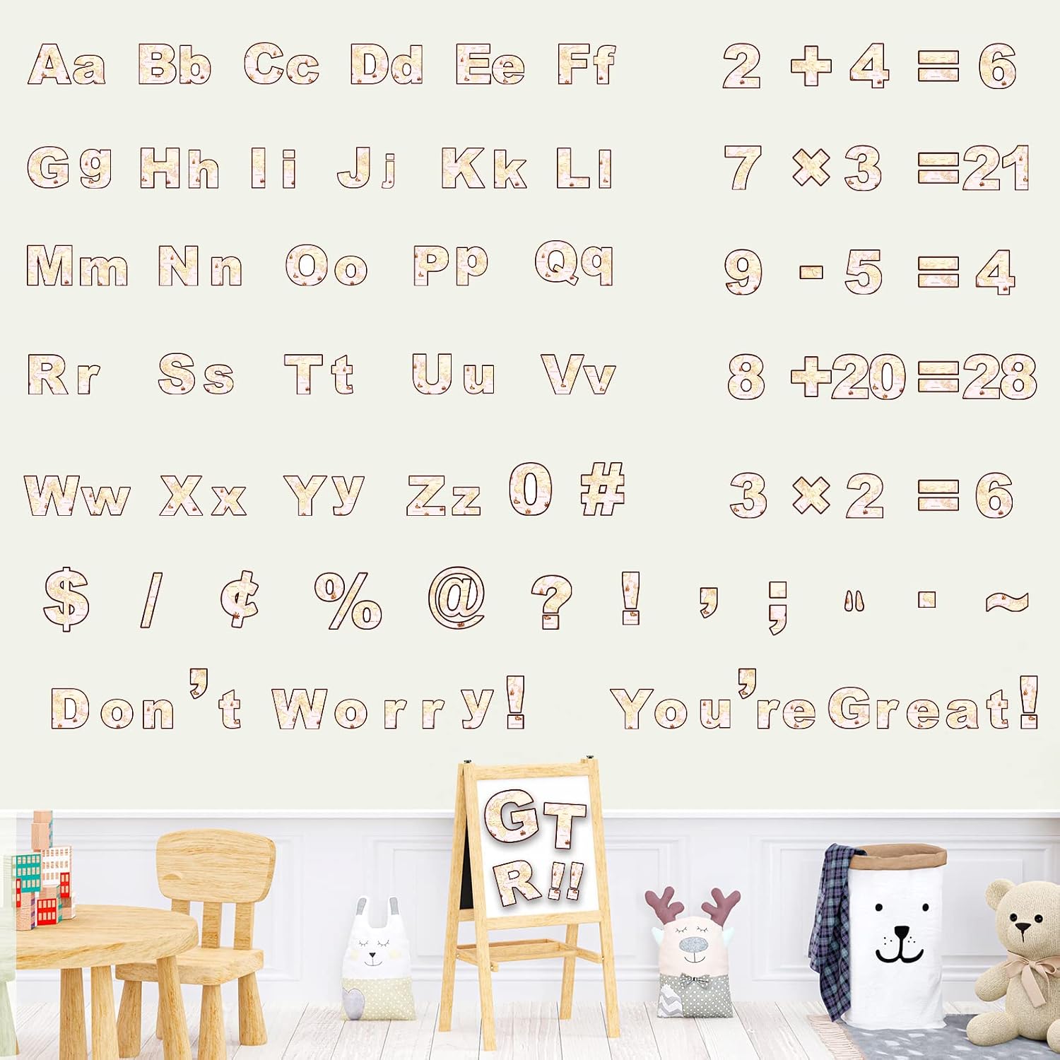 266 Pcs Letters Combo Pack Set Bulletin Board Letters Travel Map Letters and Number Accents for Kids Bulletin Board Display Home School Classroom Decor